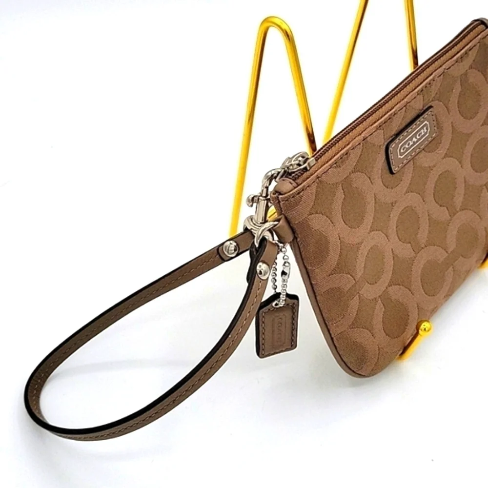 COACH Wristlet Op C Print Taupe Color Slip Pocket Care Instructions Included